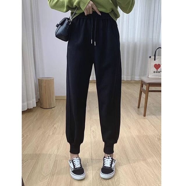 150小个子秋冬加绒束脚运动休闲D裤女七八分显高韩版哈伦小脚卫裤