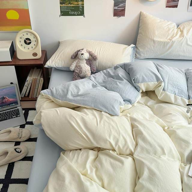 Girls' heart refreshing soft and glutinous washing cotton bedding four-piece set dormitory bed sheet quilt cover student three-piece set bed cover