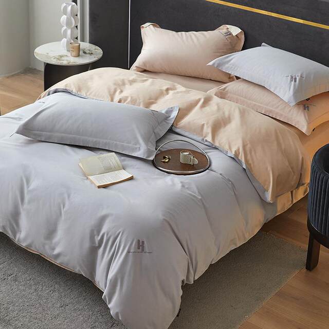 New pure cotton embroidery double-paired H style cotton four-piece set solid color bed sheet bedding set
