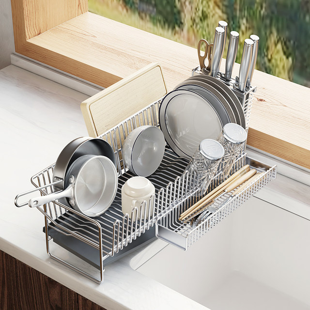 304 stainless steel kitchen dish rack drain rack drying rack narrow edge ultra-narrow pool bowls chopsticks bowls plate storage layer