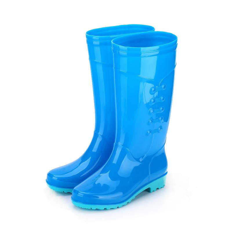 NON-LINING AND FLEECE ANTI-SLIP WATERPROOF SHOES FASHION LONG BARREL RAIN BOOTS WEAR-RESISTANT PLASTIC WATER SHOES WEAR WOMENS RAIN BOOTS HIGH-BARREL OUTSIDE