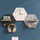Creative clock sweeps second wall wooden holes and slab shelves bedroom living room hexagonal storage simple decoration