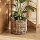 Pastoral style hand-woven rattan decorative flower basket living room balcony plant flower pot rack large storage basket bamboo basket