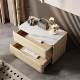 Fully solid wood large apartment bedside table rock panels extremely simple modern light luxury bedroom bedside storage cabinet leather installation