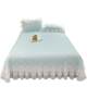 Summer Korean style bean doodle mat ice silk mat three-piece set can be machine-washed 1.8m skirt sheet style lace princess style