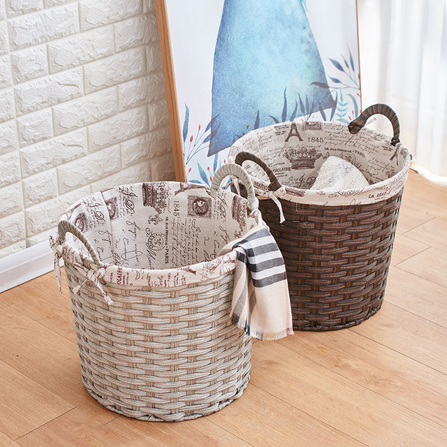 Dirty laundry basket household imitation rattan toy storage basket bedroom bathroom woven laundry basket storage basket large-sized dirty laundry basket