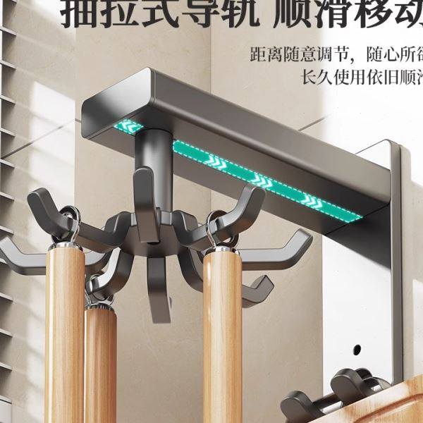 Kitchen rotary hook multi-function wall hanging rack spatula storage rack spoon spatula rack hole-free rack