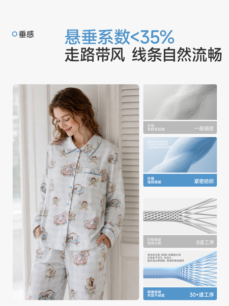 TugTug棉纱月子服秋薄款哺乳睡衣纱布产妇睡衣竹棉吸汗家居服套装 — 5