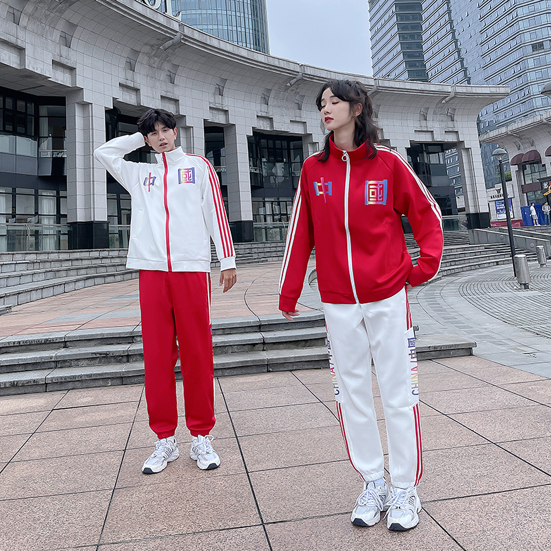 CHINESE STYLE SPORTS SUIT SPRING AND AUTUMN COUPLE SWEATSHIRT JUNIOR HIGH SCHOOL AND HIGH SCHOOL STUDENT SPORTS MEETING CLASS UNIFORM SCHOOL UNIFORM TWO-PIECE SET