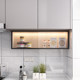 Wall-mounted seasoning rack, kitchen hanging cabinet under storage rack, upward cabinet glass door, oil and salt seasoning storage box without hole punching