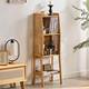 Small bookshelf floor storage rack rattan cabinet storage cabinet storage bookcase simple wall lattice narrow cabinet