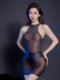 Black shiny tight jumpsuit for women tight bikini full nude three-point exposed full transparent panties swimsuit
