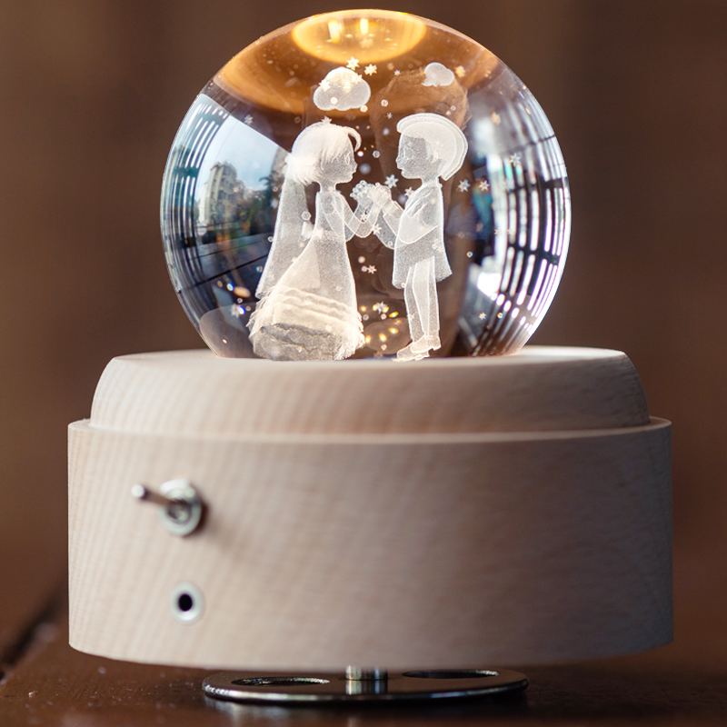 신부와 신랑 커플 수정 구슬 뮤직 박스 뮤직 박스 웨딩 결혼 선물 신혼 여자 친구 520 발렌타인 데이