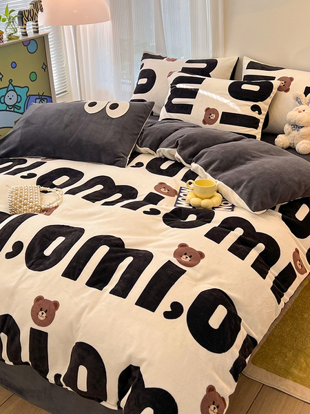 加厚牛奶绒四件套冬季款珊瑚绒床单双面绒被套法兰绒加绒床上用品