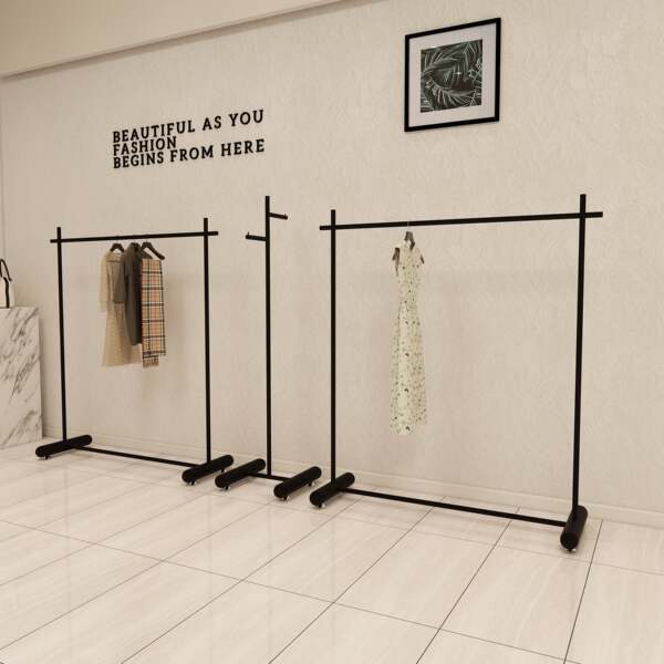 服装店展示架黑色挂衣架女装童装店专用落地架铁艺货架中岛礼服架