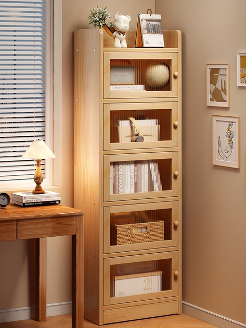 Bookshelf integrated with small narrow cabinet corner corner bookcase floor-standing storage cabinet storage cabinet storage cabinet