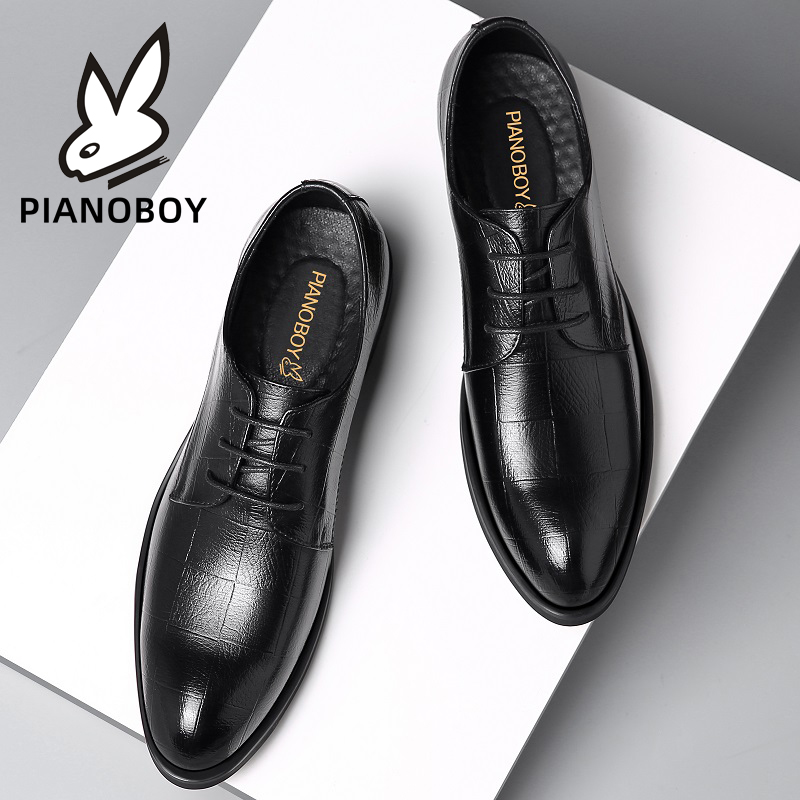 LEATHER SHOES MENS AUTUMN BREATHABLE BUSINESS IS EQUIPPED A SUIT CASUAL HEIGHTENED BRITISH POINTED TOE BLACK WEDDING GROOM SHOES
