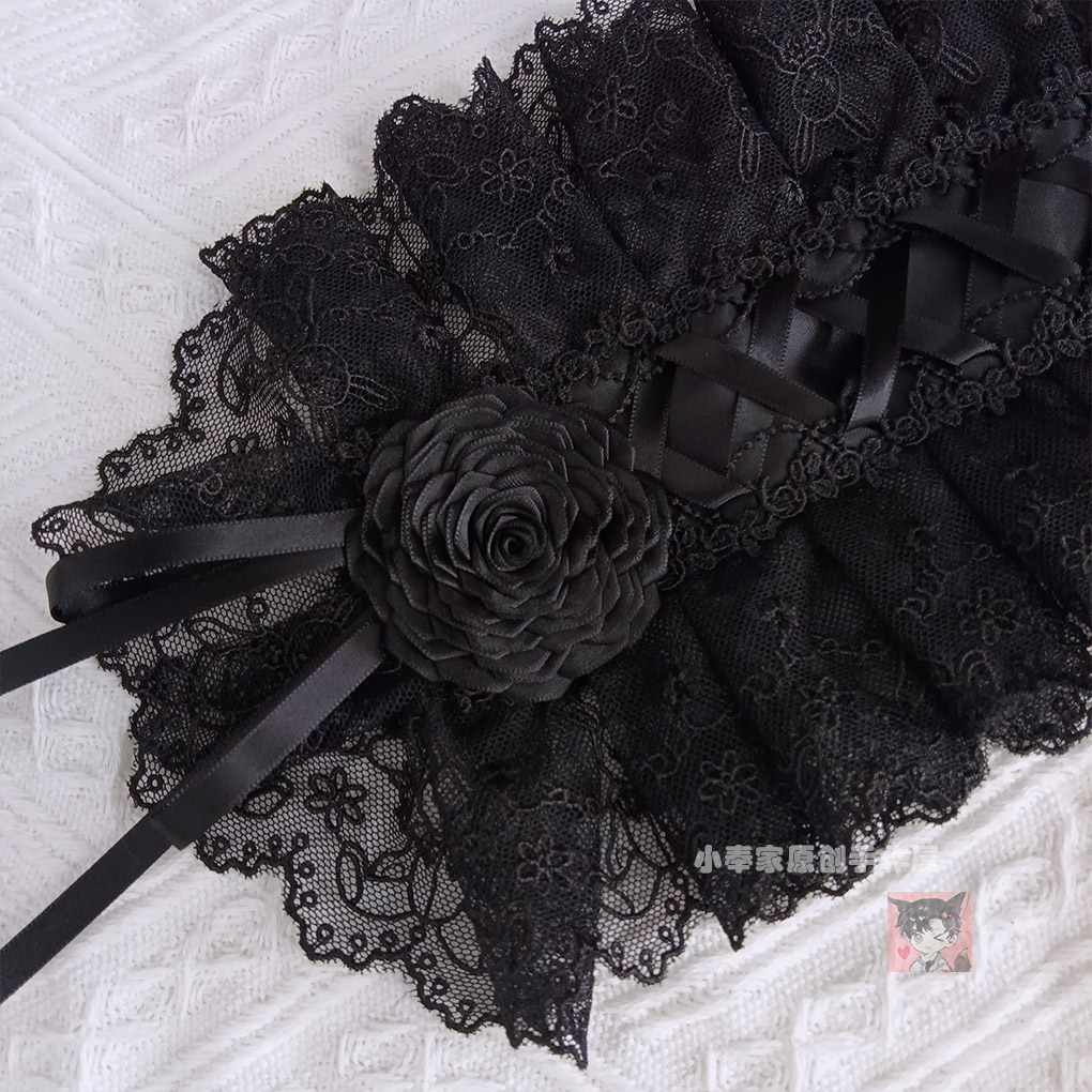 XIAOFENG ORIGINAL LO HAND-MADE LOLITA BLACK FLOWER BALL HEADBAND LOLITA HEADGEAR GOTHIC ALL-MATCH HAIR ACCESSORIES