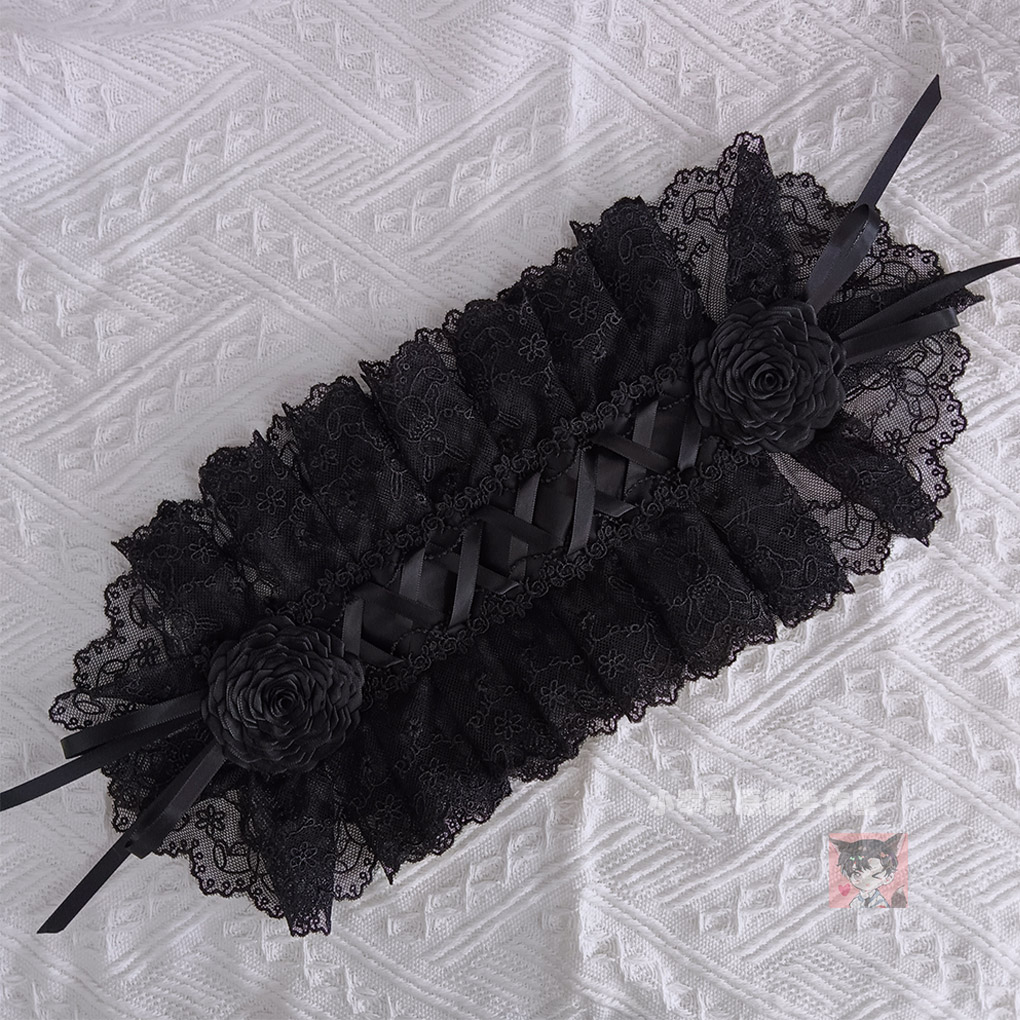 XIAOFENG ORIGINAL LO HAND-MADE LOLITA BLACK FLOWER BALL HEADBAND LOLITA HEADGEAR GOTHIC ALL-MATCH HAIR ACCESSORIES