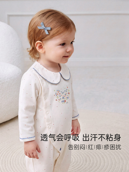 babylove【安心柔】女宝宝连体衣春秋季纯棉娃娃领衣服花开心语 — 3