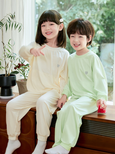 四季款】儿童睡衣男童秋衣秋裤莫代尔棉新款长袖春秋季女童家居服 — 4