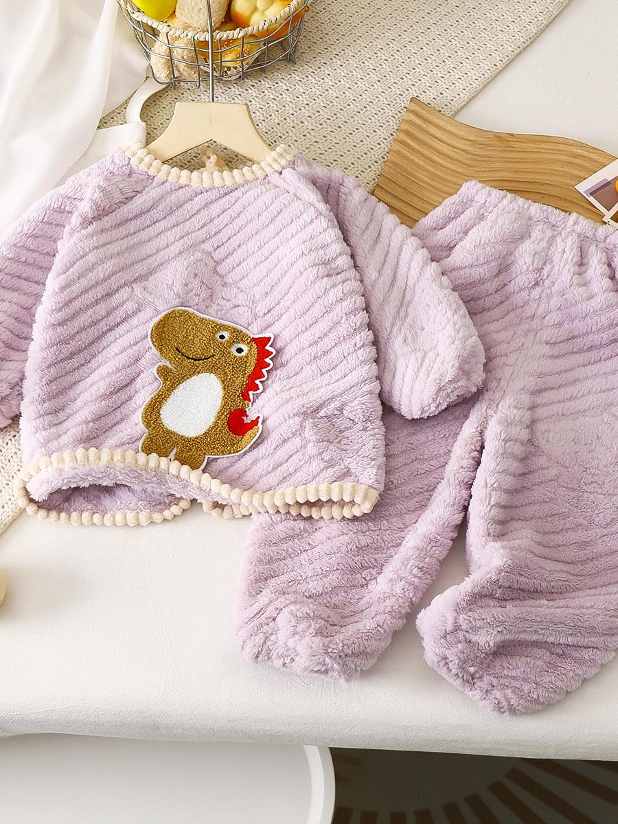 SMOCK BABY SUIT NEW MALE AND FEMALE BABY FLANNEL SMOCK PUFF PANTS TWO-PIECE SET OF CHILDRENS ANTI-DIRT CLOTHES UPSIDE DOWN
