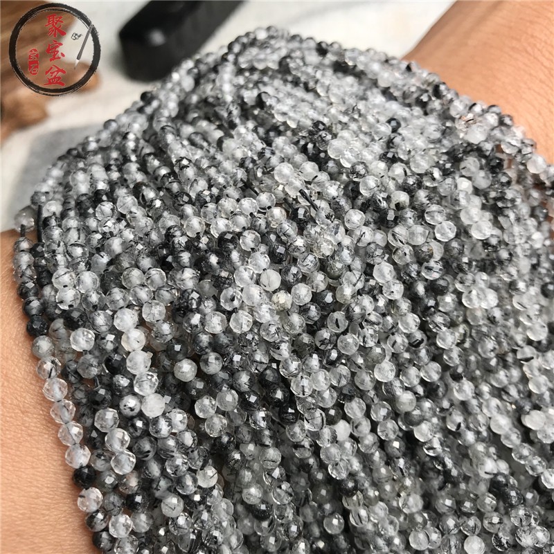 BLACK HAIR CRYSTAL FACETED FACETED LOOSE BEADS 2MM 3MM 4MM ANGLE NATURAL CRYSTAL LOOSE BEADS DIY SEMI-FINISHED PRODUCTS