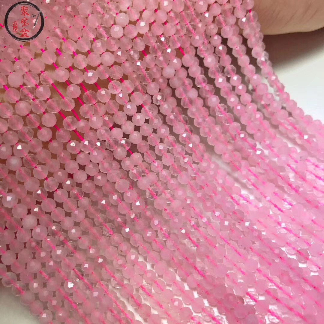 천연 마다가스카르 로즈 쿼츠 패싯 각도 루즈 비즈 2MM 4MM 하드 드라이브 패싯 DIY 반제품