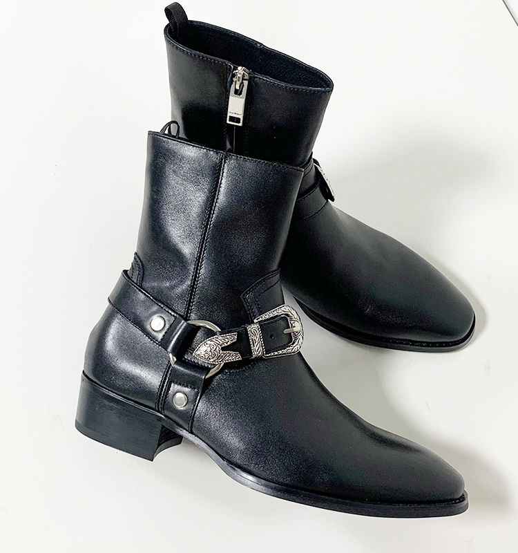 CHELSEA MENS AUTUMN AND WINTER EUROPEAN AND AMERICAN NEW SHORT TUBE THICK-SOLED FASHION TREND BRITISH STYLE COWHIDE POINTED-TOE MARTIN BOOTS