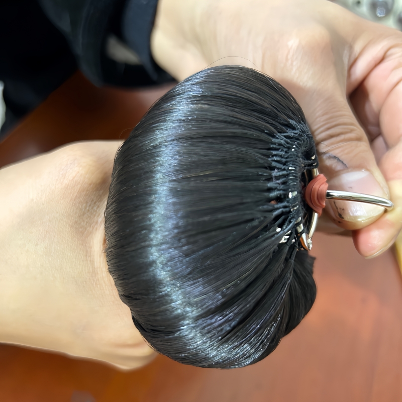 새로운 접히지 않은 깃털 3세대 헤어 익스텐션 전체 인간 헤어 흔적 없는 헤어 익스텐션 마이크로 인터페이스 자체 길이 연장 헤어