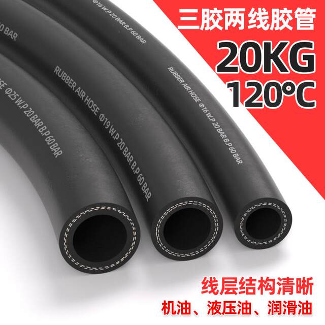 Clip rubber pipe hose high temperature and high pressure oil pipe diesel heat resistant black hose water pipe sandblasting pipe steam pipe