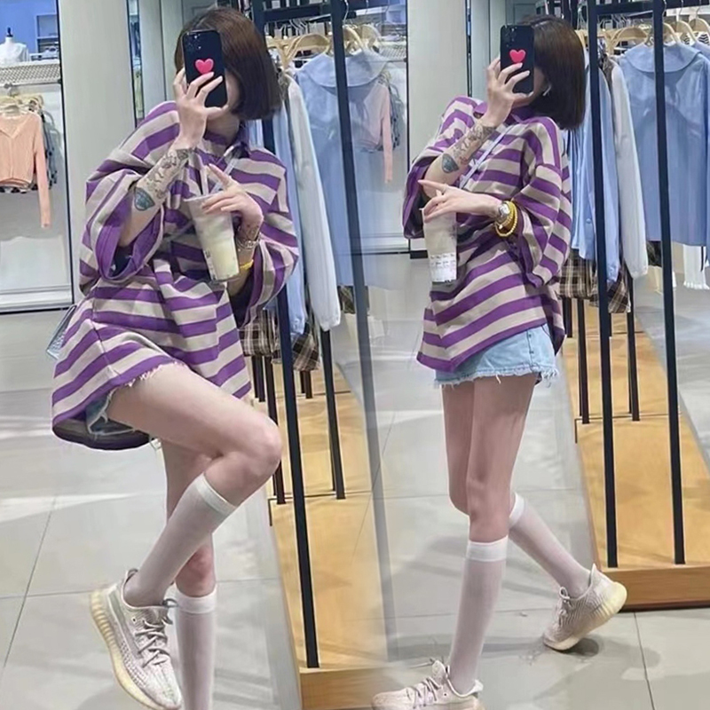 MATERNITY SUIT SUMMER FASHION KOREAN VERSION LOOSE CASUAL STRIPED TOP WOMENS SHORTS SHORT SLEEVES COTTON THIN TWO-PIECE SET