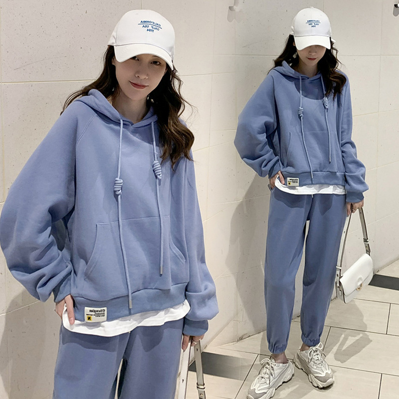 PREGNANT WOMENS AUTUMN SUITS FASHIONABLE OUTINGS SPRING AND AUTUMN FOREIGN SWEATSHIRTS LOOSE INTERNET CELEBRITIES CASUAL SPORTS AUTUMN TWO-PIECE SUITS