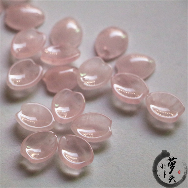 12*16M NATURAL PINK CRYSTAL CHERRY BLOSSOM PETALS LEAVES ANCIENT STYLE HAIRPIN HAND-MADE HOSTA FLOWER MATERIAL DIY JEWELRY ACCESSORIES