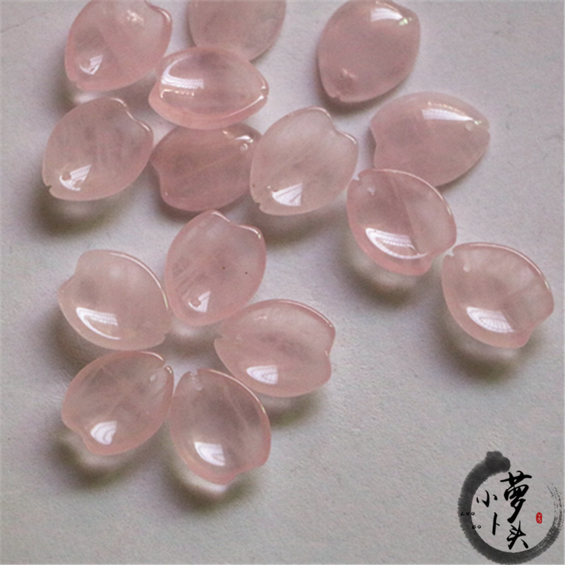 12*16M NATURAL PINK CRYSTAL CHERRY BLOSSOM PETALS LEAVES ANCIENT STYLE HAIRPIN HAND-MADE HOSTA FLOWER MATERIAL DIY JEWELRY ACCESSORIES