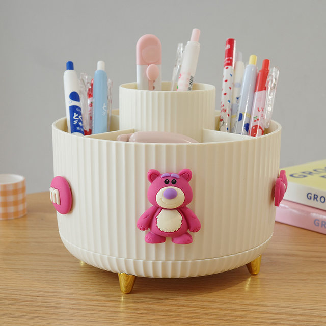 Desktop rotating pen holder large capacity stationery storage box for boys and girls children's desk storage light luxury style high-end