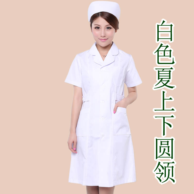 NURSE UNIFORM SUMMER SHORT SLEEVE WOMENS THIN WHITE COAT LONG SLEEVE DOCTOR UNIFORM PINK PHARMACY BEAUTICIAN OVERALLS