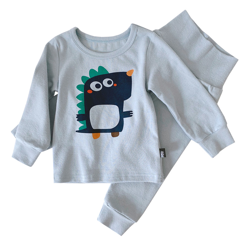 BOYS PAJAMAS PURE COTTON AUTUMN AND WINTER BRUSHED WOOL HIGH-WAISTED SPRING AND AUTUMN DINOSAURS THERMAL UNDERWEAR BABY CHILDRENS AUTUMN CLOTHES AND AUTUMN PANTS SET