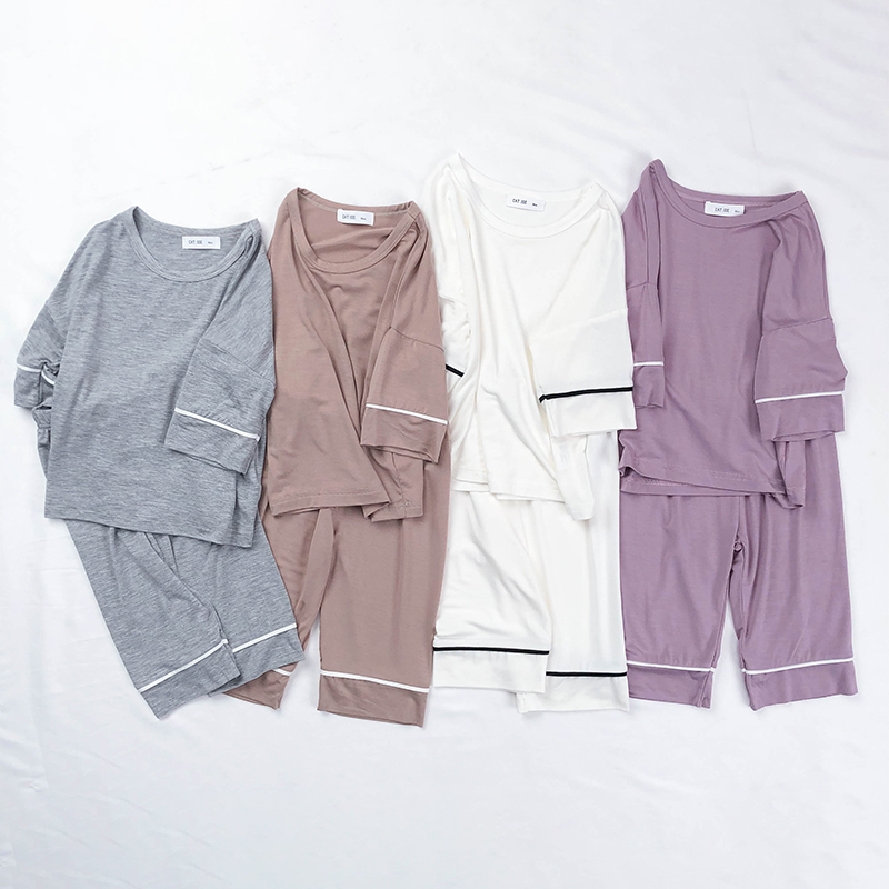 BABY PAJAMAS MODAL COTTON SILK SUMMER THIN FACE MASK BOYS GIRLS KIDS AIR CONDITIONER LOUNGEWEAR WOMEN SETS MEN