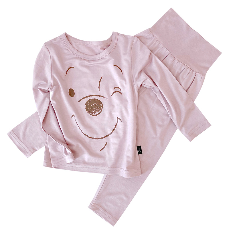 CHILDRENS PAJAMAS MODAL COTTON SILK HIGH-WAISTED BELLY PROTECTOR SPRING AND AUTUMN LONG SLEEVE THIN SUIT BOYS GIRLS BABY LOUNGEWEAR