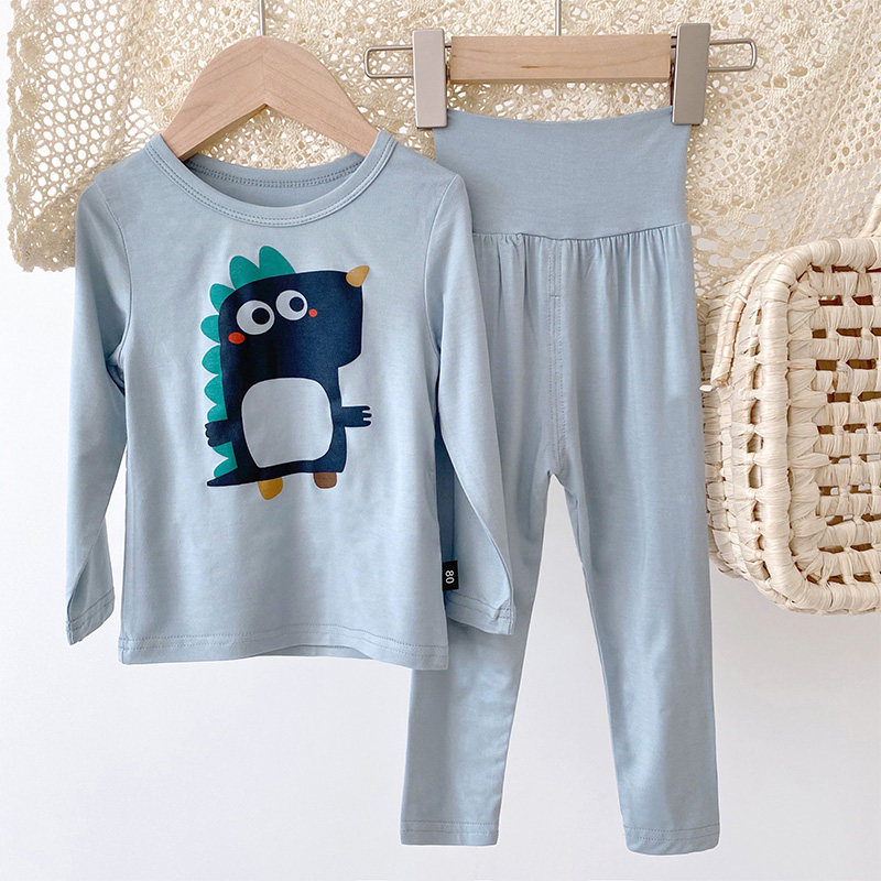 BOYS PAJAMAS MODAL SPRING AND AUTUMN THIN DINOSAUR HIGH WAIST LONG SLEEVED AUTUMN CLOTHES AUTUMN PANTS KIDS BABY UNDERWEAR SET MEN
