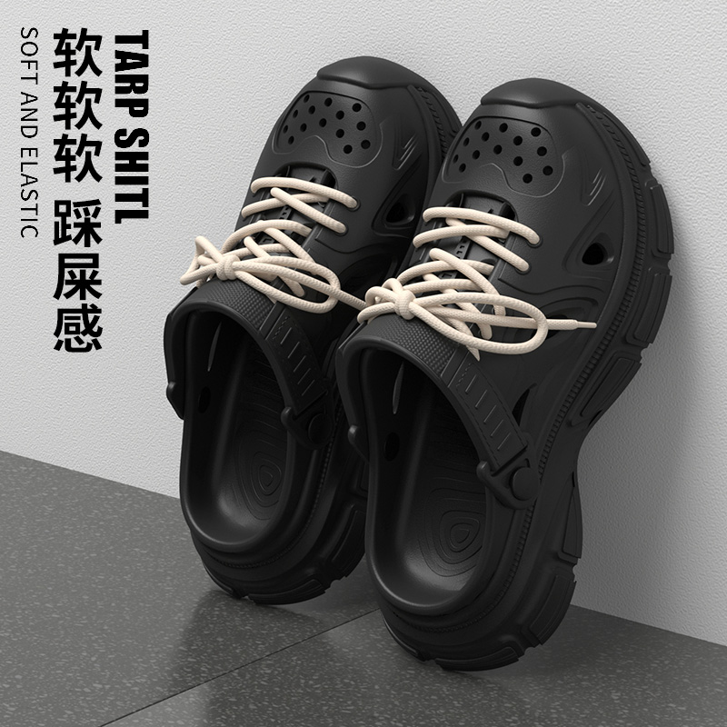 BEACH HOLE SHOES MENS 2024 SUMMER NEW THICK-SOLED NON-SLIP COCONUT WEAR TWO WEAR-FEELING SANDALS FOR DRIVING