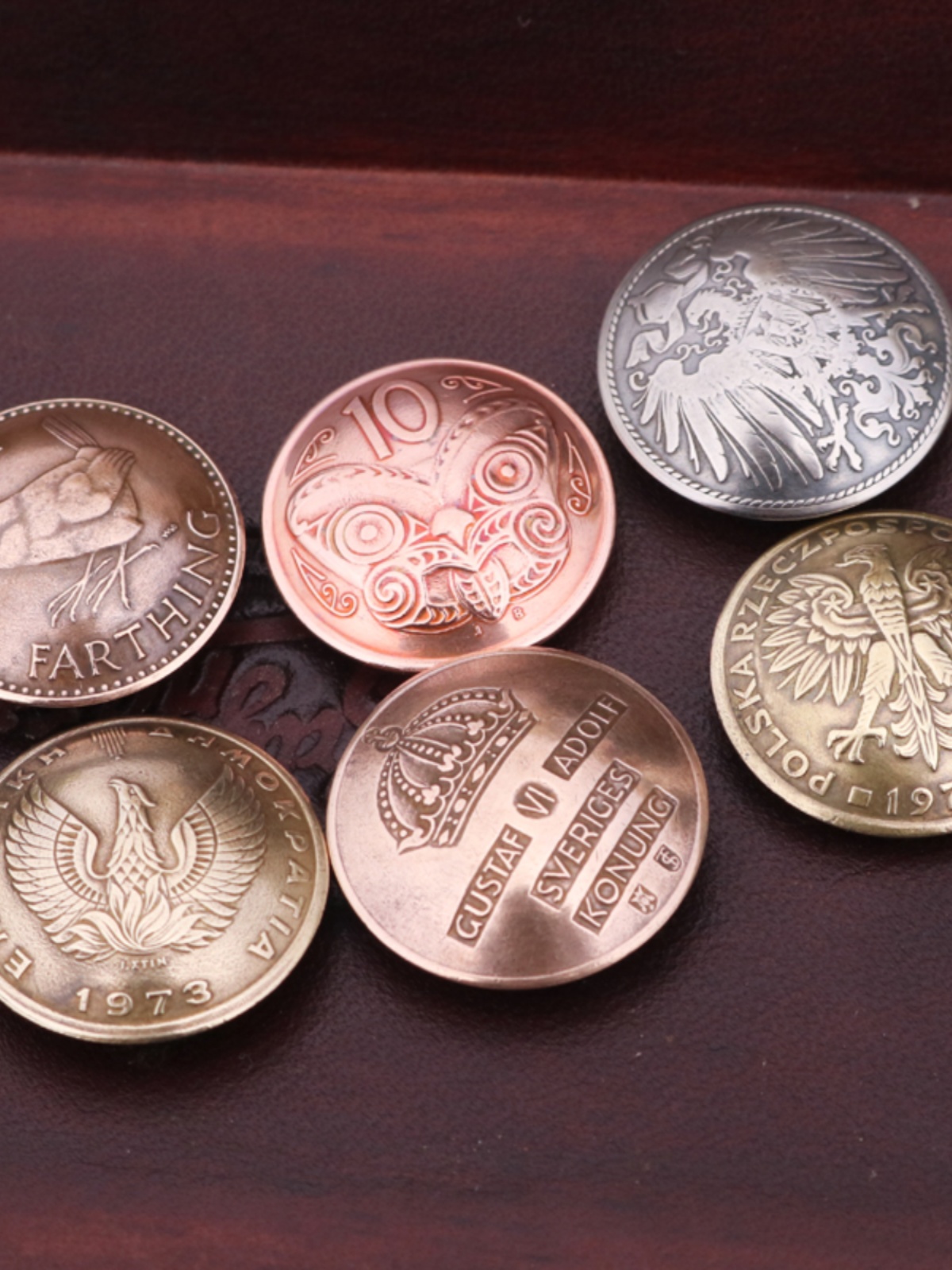 HANDMADE DIY RETRO REAL COIN CLOTHES DECORATIVE BUTTON REAL COIN CUFFLINKS LEATHER GOODS WEALTH CLOTH BUCKLE COIN BADGE 20-21MM