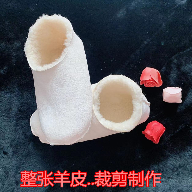 양모 신발 및 양말 양가죽 양말 벨벳 및 두꺼운 양말 모피 일체형 신발 및 양말 눈 완두콩 방한 방습 및 편안함