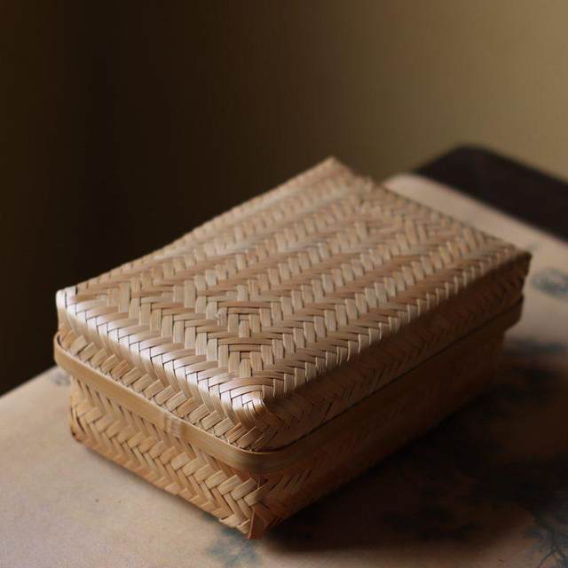 Handmade bamboo weaving box pastoral style home tea ceremony storage and sorting box folk crafts