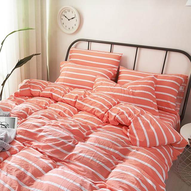 Hot-selling bedding 180X220cm naked sleeping water washing cotton four-piece set bed sheet quilt cover 1.5/1.8m for bed