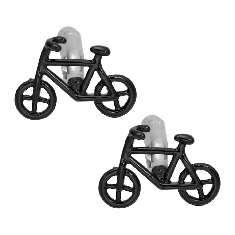 DELICATE VINTAGE BICYCLE CUFFLINKS BLACK SILVER SINGLE SEAT MENS FRENCH SHIRT SLEEVE STUD SHIRT CUFFS