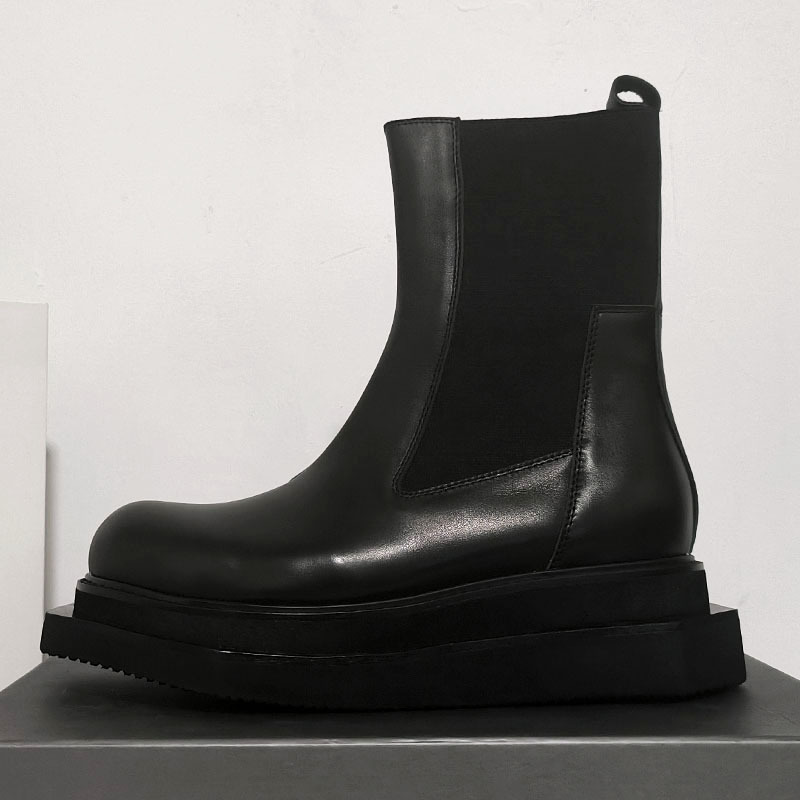 DARK MENS AND WOMENS RICKRO CHELSEA BOOTS FLATFORM PLATFORM CHIMNEY MARTIN BOOTS LEATHER BIKER BOOTS OWENS