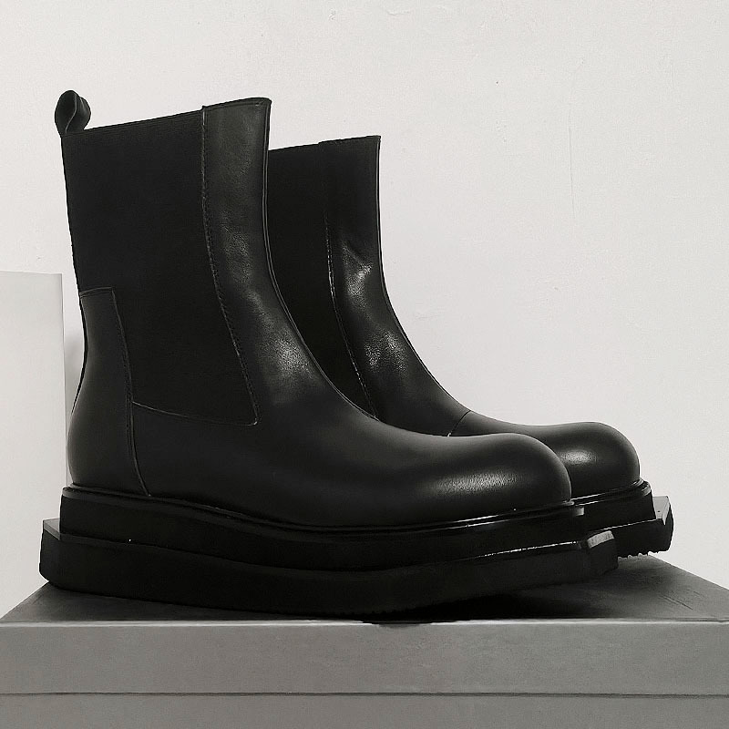 DARK MENS AND WOMENS RICKRO CHELSEA BOOTS FLATFORM PLATFORM CHIMNEY MARTIN BOOTS LEATHER BIKER BOOTS OWENS