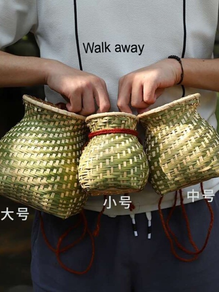 竹编采茶篓竹篓儿童小背篓采茶剧舞蹈演出摄影道具插花古城旅游